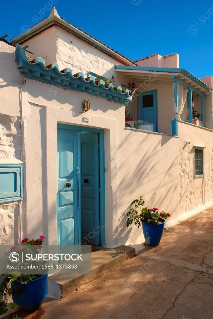 Narrow streets & houses of Hydra, Greek Saronic Islands.
