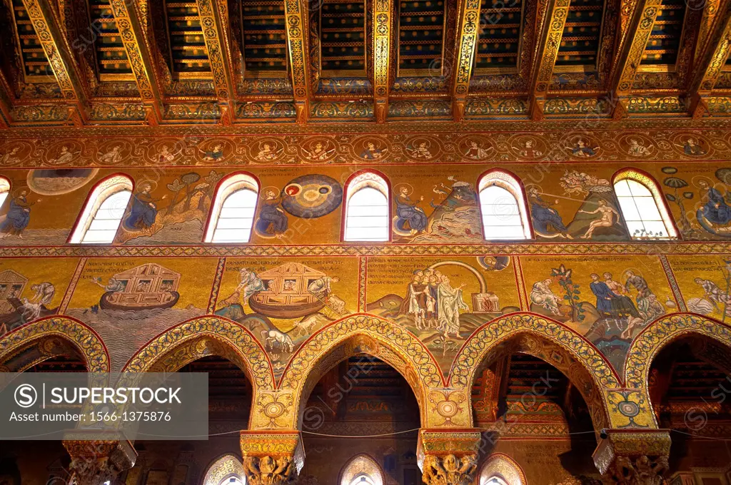 Byzantine mosaics depicting scenes from the Bible in the Cathedral of Monreale - Palermo