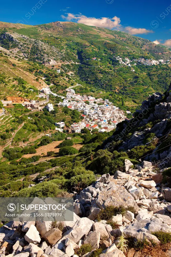 Hill Village of Skado. Naxos Greek Cycaldes Island.