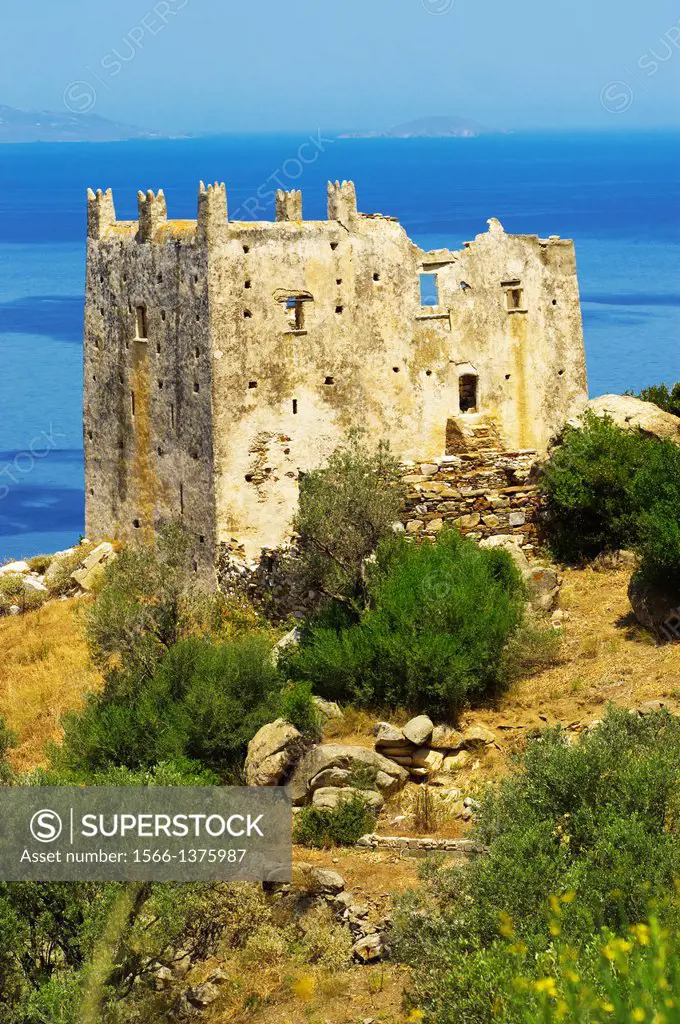 Tower of Ayia (Agia) Venetian fort - Naxos Greek Cyclades Islands.