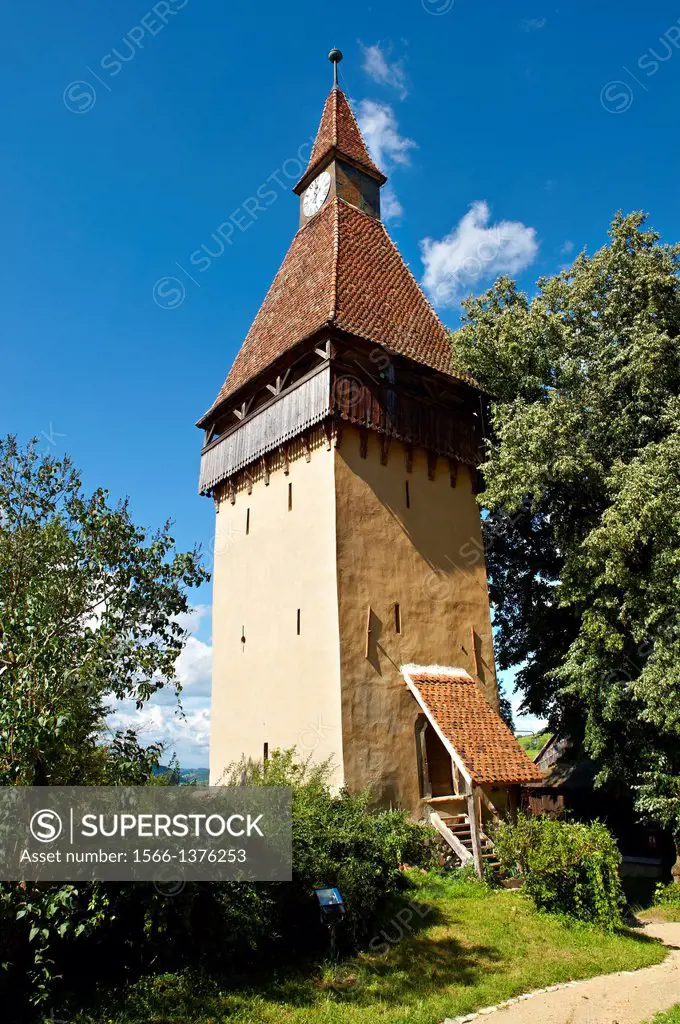 Defensive tower of the fortified Saxon churchof Biertan , the see of the Lutheran Evangelical Bishop in Transylvania between 1572 and 1867. Unesco Wor...