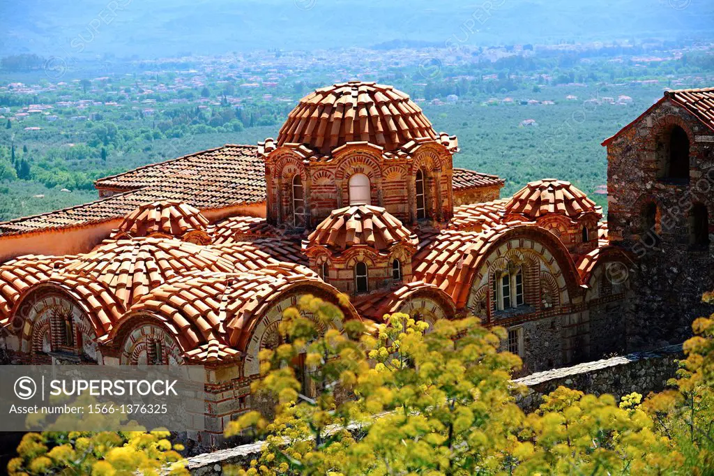 The exterior of the Byzantine Metropolis Church , Mystras , Sparta, the Peloponnese, Greece. A UNESCO World Heritage Site.