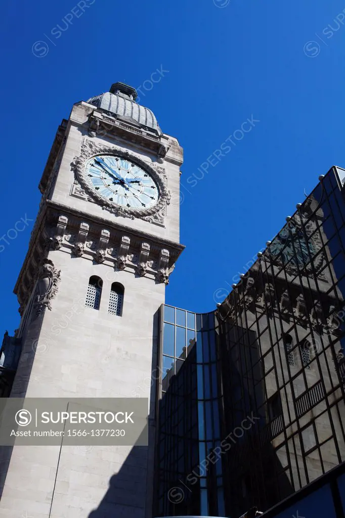The Clock Tower at Gare de Lyon Paris France.