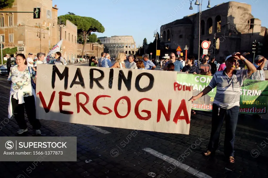 21 September 2013- Rome, Italy - Protest against the landfill site at Divino Amore Falcognana area, Rome, Italy