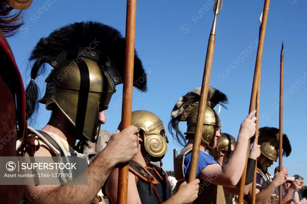 Rome, Italy 14th September 2013- Ludi Romani- Spartan soldiers at the 4th International festival of Roman Culture and Civilisation at the Circus Maxim...