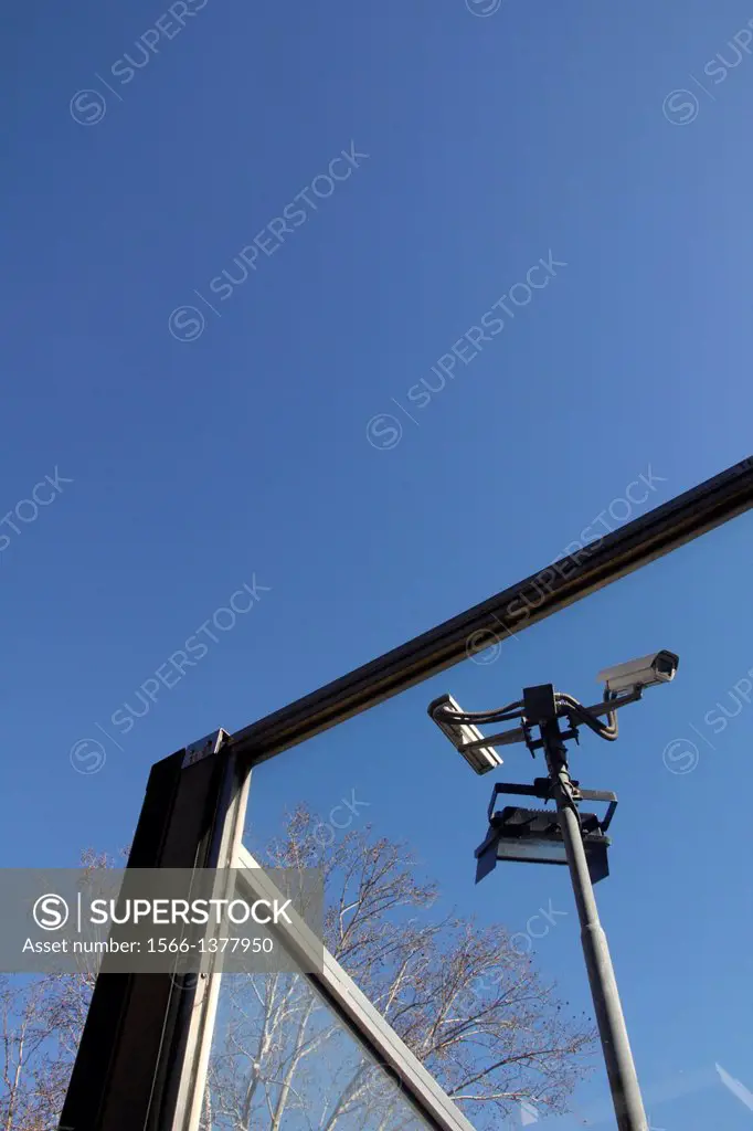 cctv cameras outdoors with blue sky