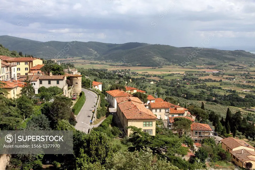 Panorama from Cortona village Italy.