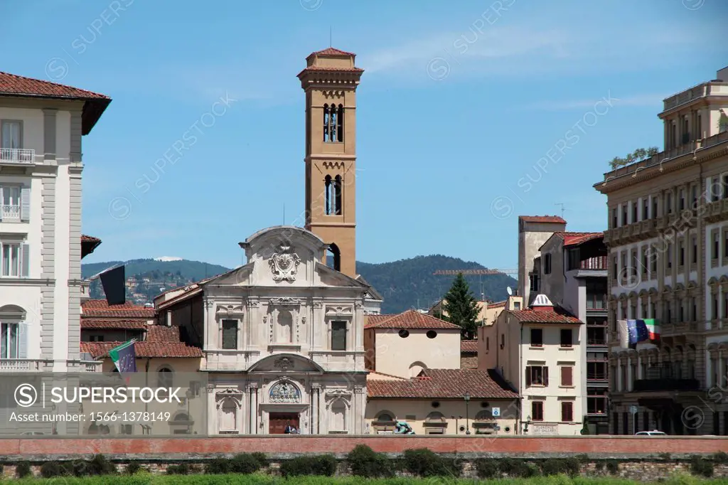 Ognissanti church Arno river Firence Florence Italy.