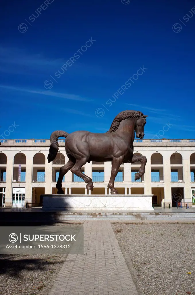 Leonardo's horse at the Hippodrome of San Siro, Milan, Lombardy, Italy.