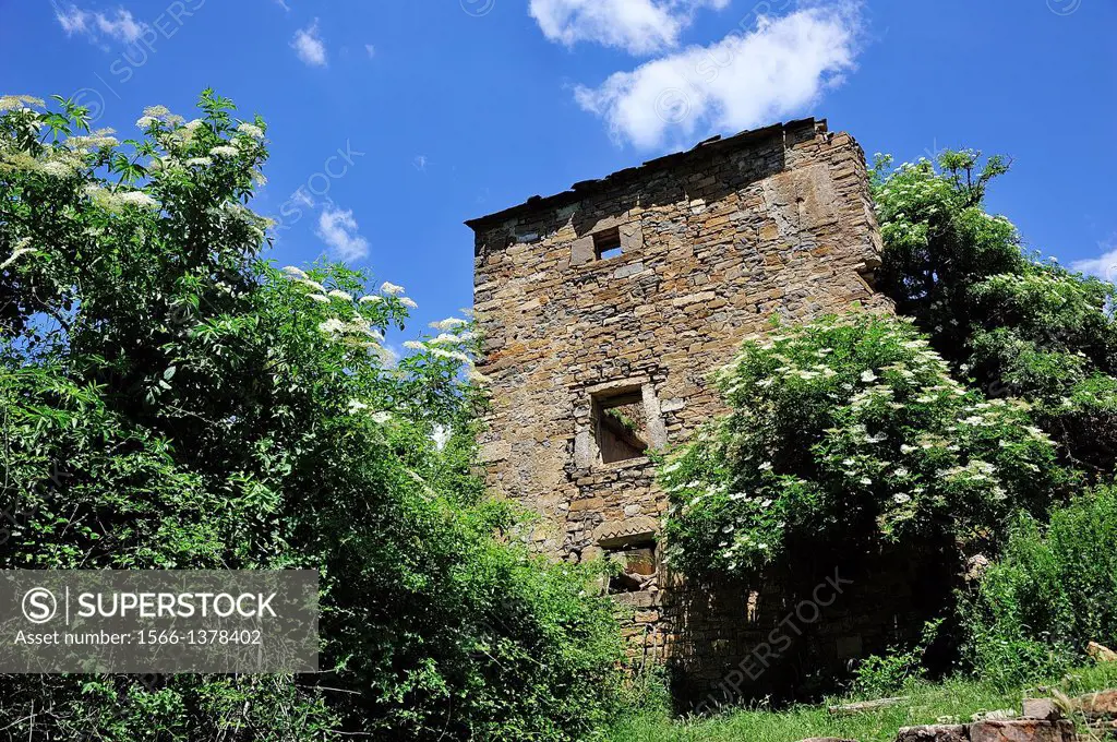 A building in the abandoned village of Yosa, Aragonese Pyrenees, Huesca province, Aragon, Spain