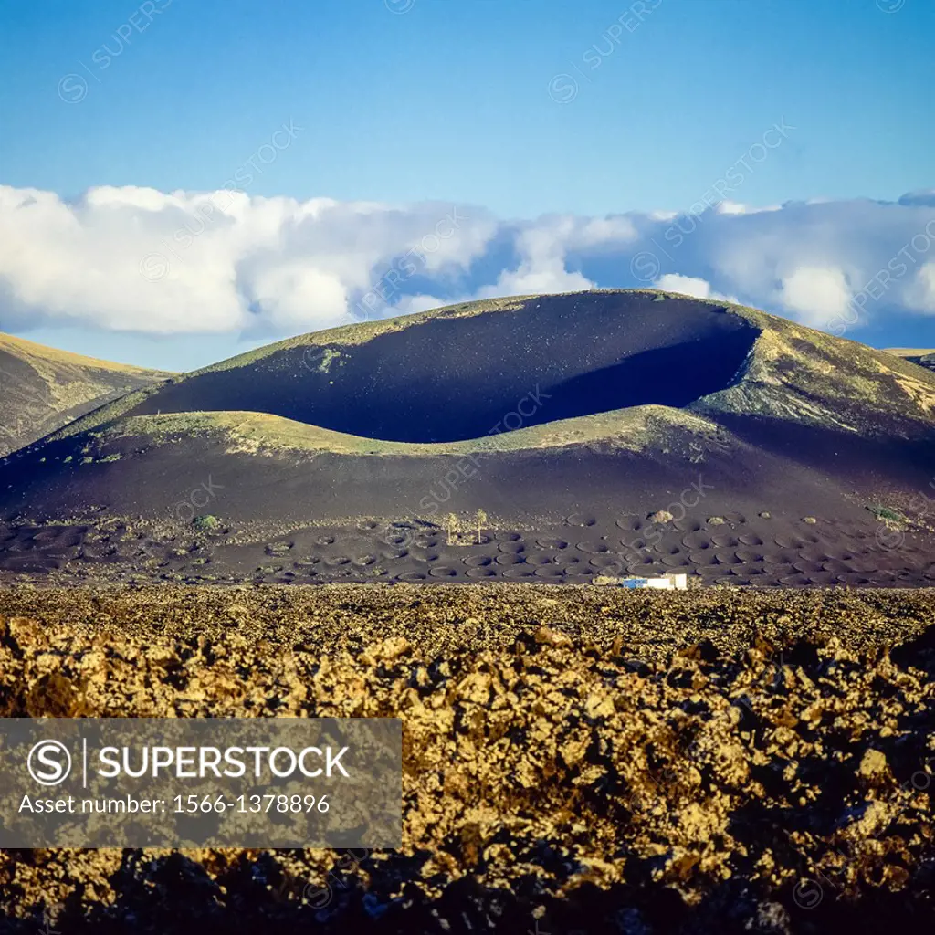 Volcano in Timanfaya National Park Lanzarote Canary Islands Spain.