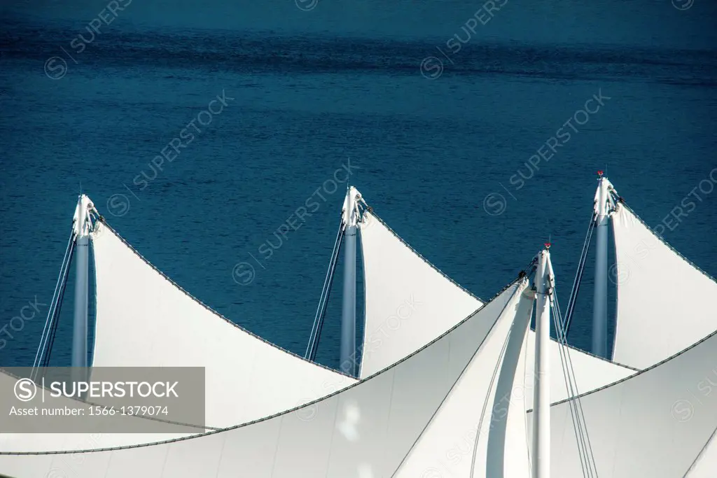 The roof sails of the Vancouver Convention Centre at Canada Place, Vancouver, BC, Canada