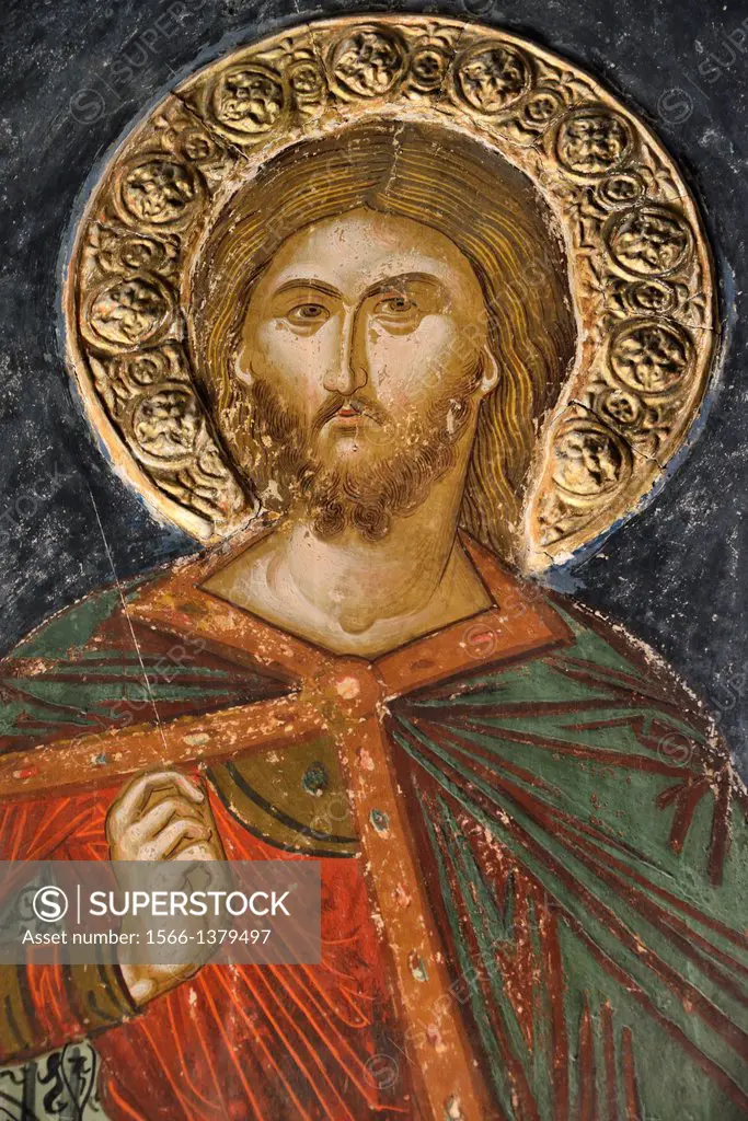 Greece, Thessaly, Meteora, World Heritage Site, Varlaam monastery, The Katholikon (church), Icon of Jesus Christ.