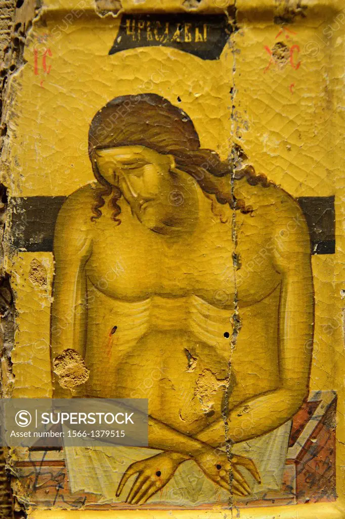 Greece, Thessaly, Meteora, World Heritage Site, Megalo Meteoro (Great Meteoron) monastery, The museum, Icon of the retrieving of Christ's body from th...