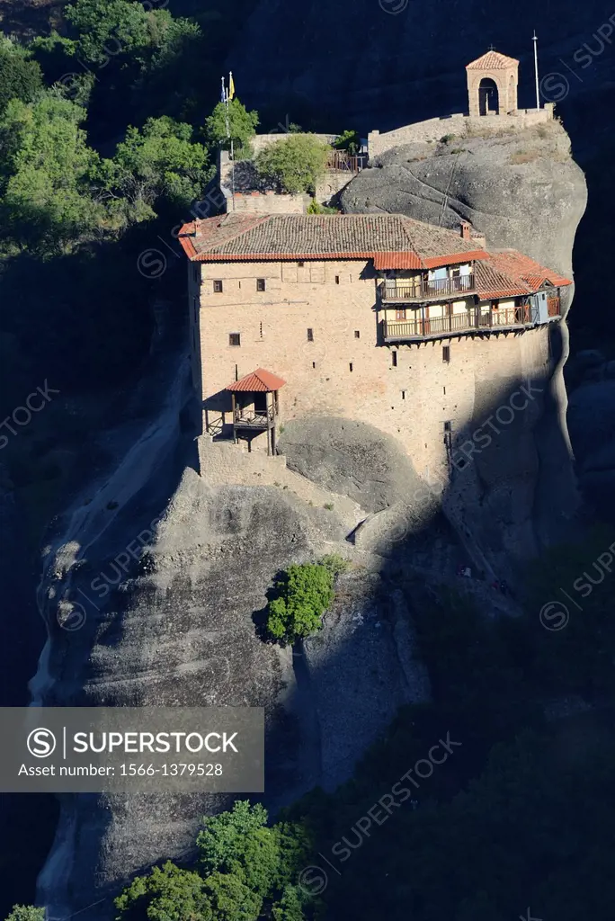 Greece, Thessaly, Meteora, World Heritage Site, Agios Nikolaos Anapafsas (St Nicholas Anapausas) monastery.