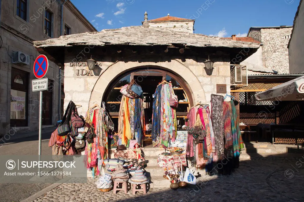 old town, kujundziluk street, shop, east side, mostar, bosnia and herzegovina, europe.