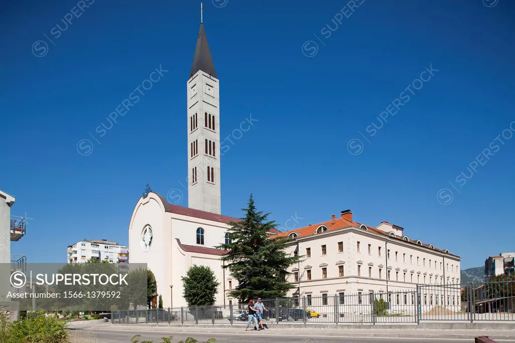 catholic church, west side, mostar, bosnia and herzegovina, europe.