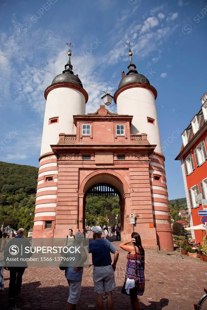 Old Bridge gate in Heidelberg, Baden-Württemberg, Germany.