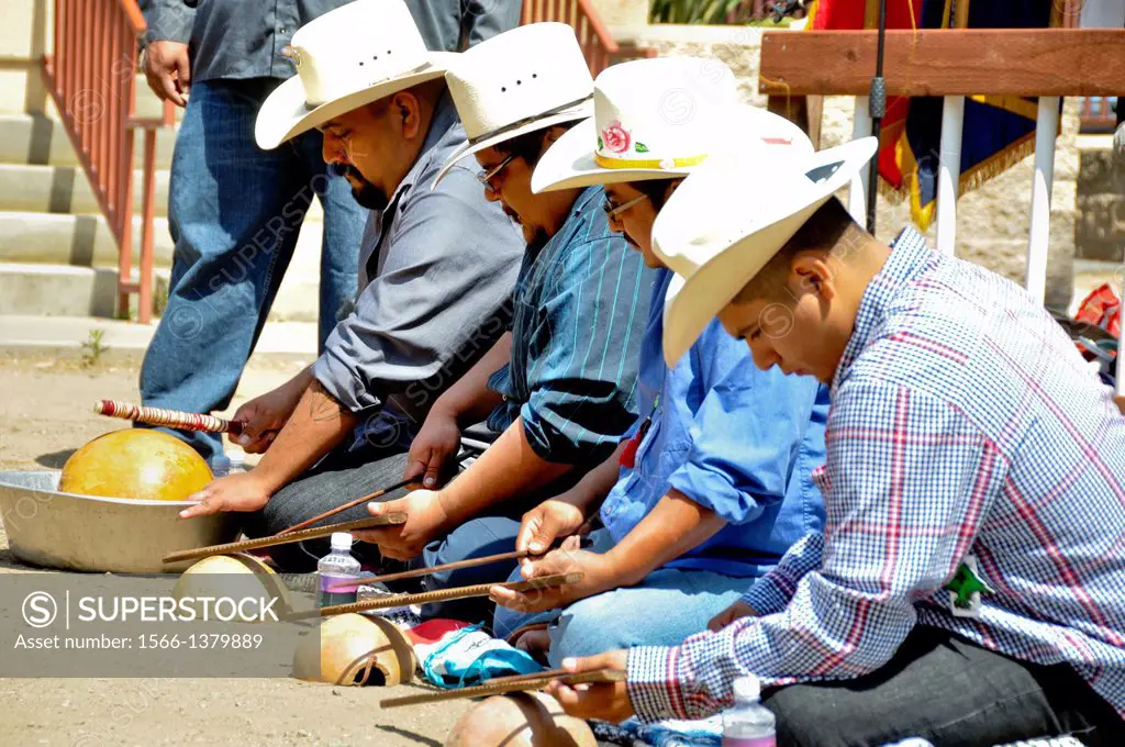 Cupa Day Festival, Pala Indian Reservation, Musicians for Yaqui Deer Dancers.