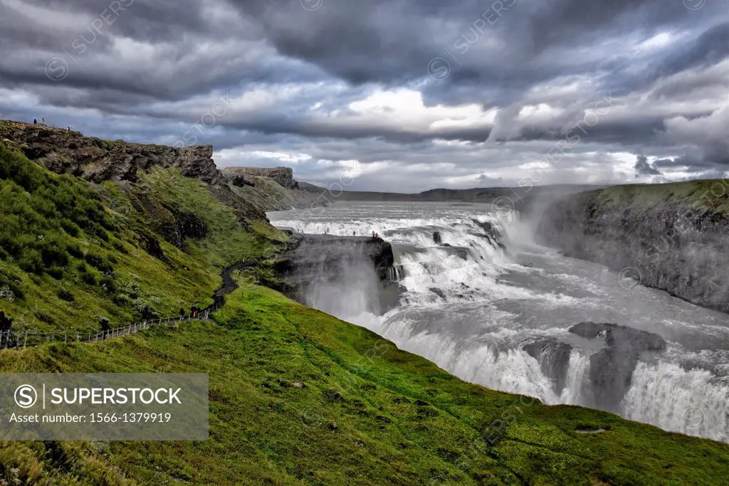 Gullfoss Waterfall, Hvítá-Fluss, Haukadalur, southern Iceland, Iceland, Arctic regions
