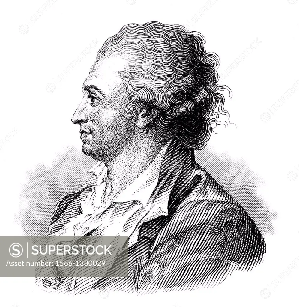 Pierre-Augustin Caron de Beaumarchais, 1732 - 1799, a French entrepreneur and writer,.