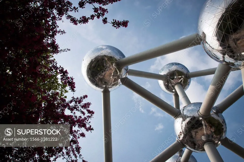 The landmark Atomium left over from the 1958 World Fair. Designed by engineer Andre Waterkeyn. Brussels, Belgium.
