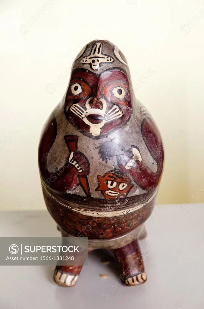 Ceramic vessel, Drum Nazca culture 100 AC-800 AC Perú