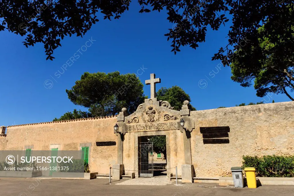 Shrine of Our Lady of Cura, located in the Puig de Cura, Pla de Mallorca, Mallorca, Balearic Islands, Spain