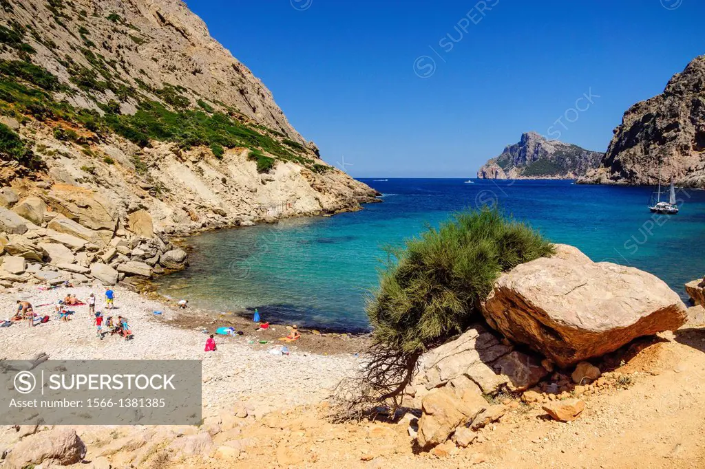 Cala Boquer beach, Formentor Peninsula, Pollensa. Natural Park of the Sierra de Tramuntana. Mallorca. Balearic Islands. Spain.
