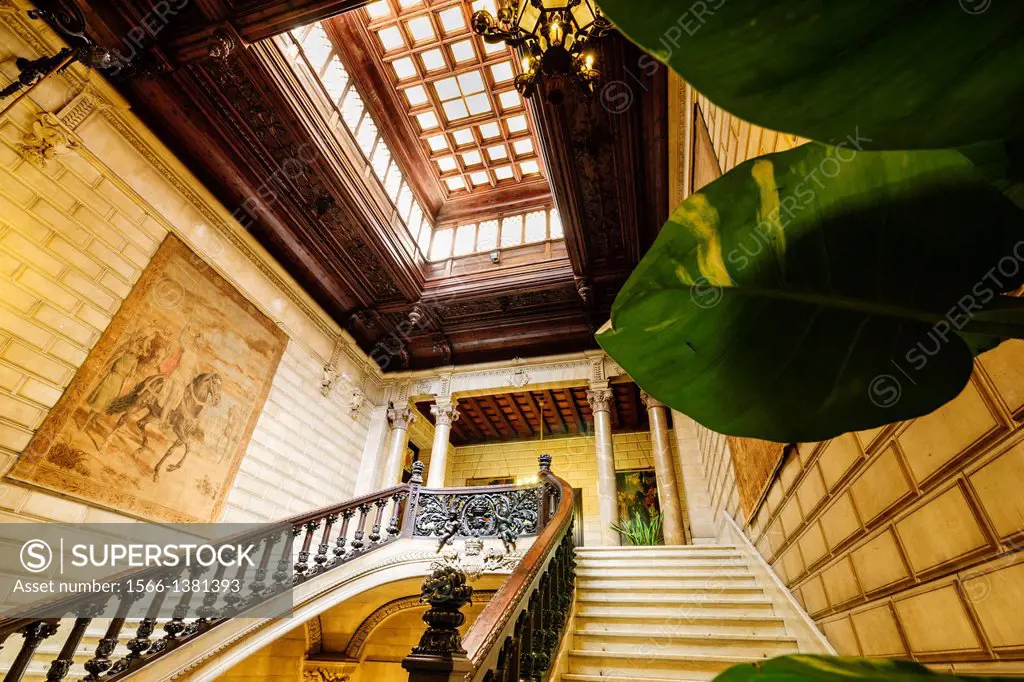 staircase, floor of the town hall of Palma, Plaza Court, Palma, Majorca, Balearic Islands, Spain