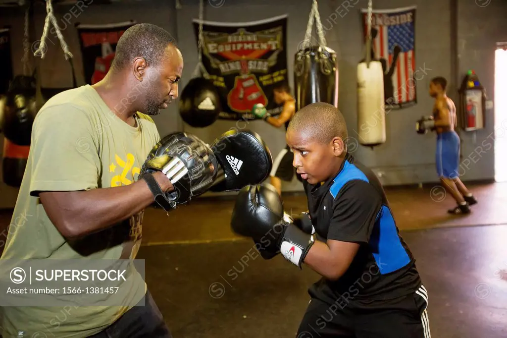 Detroit, Michigan - Young people from Detroit's impoverished east side work out at the Downtown Youth Boxing Gym. In addition to training for the ring...