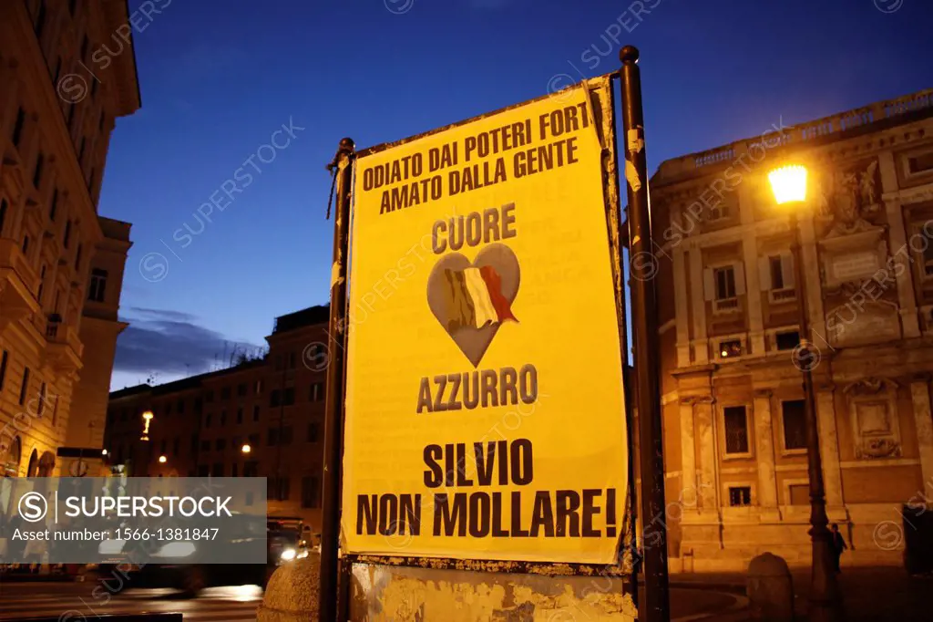 Rome, Italy. 11th Oct, 2013. Posters supporting Silvio Berlusconi appear all over the city, Rome Italy