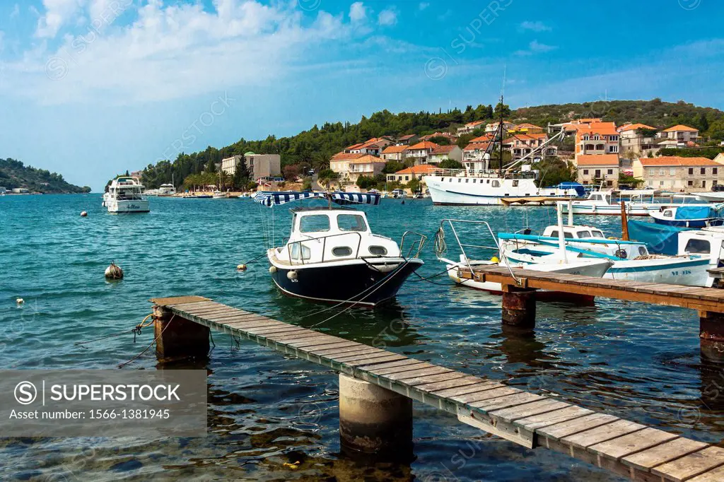 Port in Vela Luka town on Korcula island, Croatia.