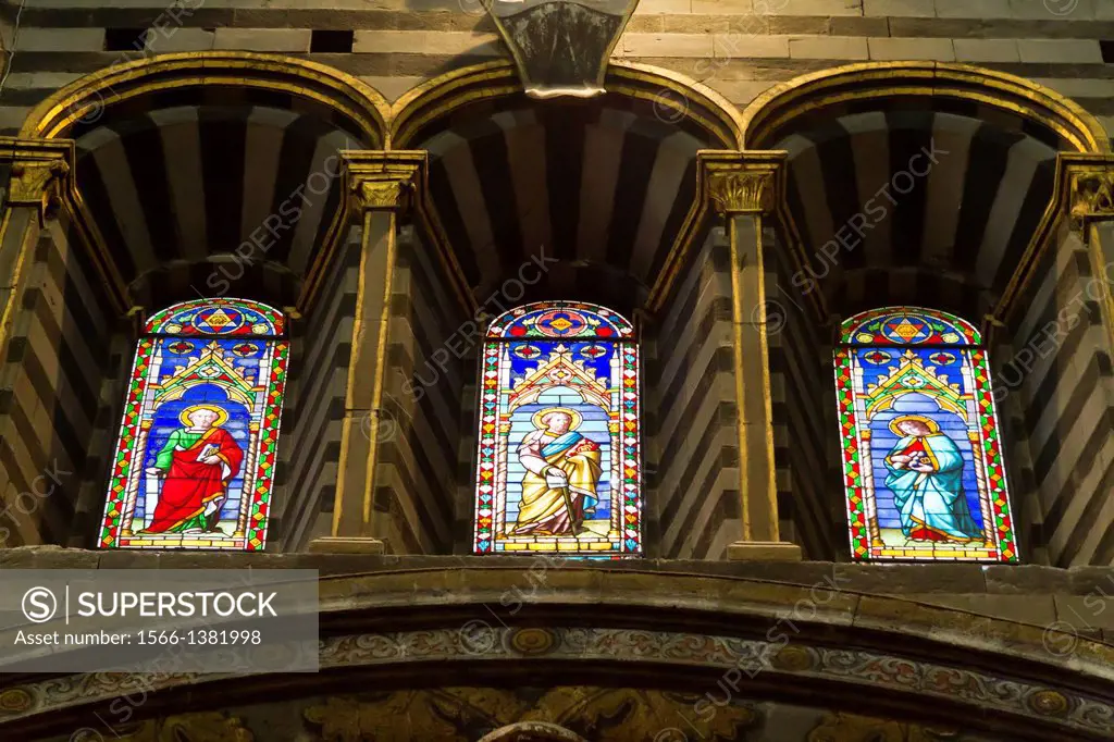 Windows in the Cathedral di Santa Maria Assunta in Siena, Italy.