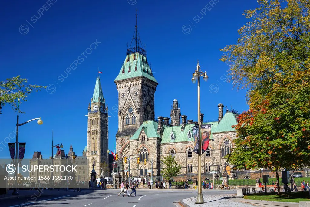 Canada , Ottawa City ,Parliament Hill, Central and East Block´s towers.
