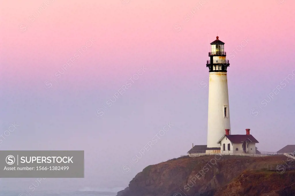 Pigeon Point Lighthouse at dawn, San Mateo County coast, California.