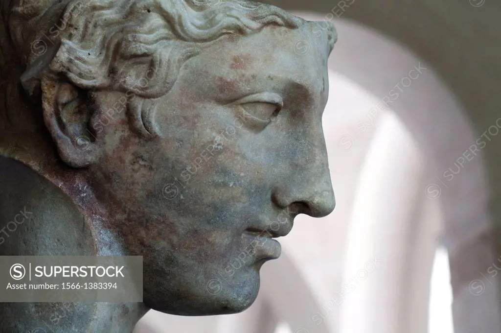Germany, Bavaria, Munich, Glyptothek Museum, Head of Statue of a Goddess, Roman Sculpture.
