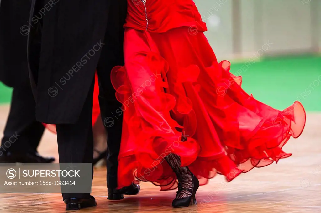 Couple at ballroom dancing at a dancing competition, Germany, Europe