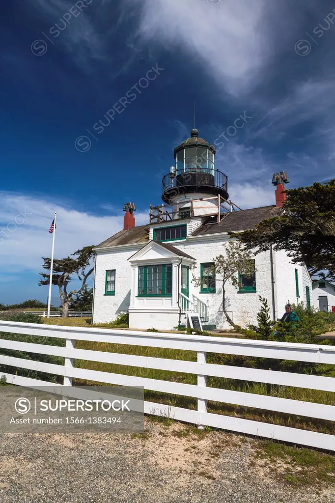 19th century Point Pinos Lighthouse, the oldest continuously-operating lighthouse on the West Coast, Monterey, California, USA