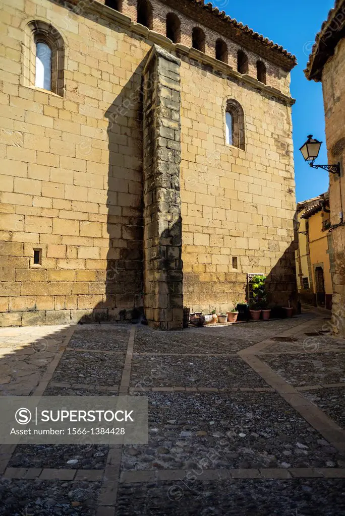 San Salvador church in Aguero Town, Huesca, Aragon, Spain.