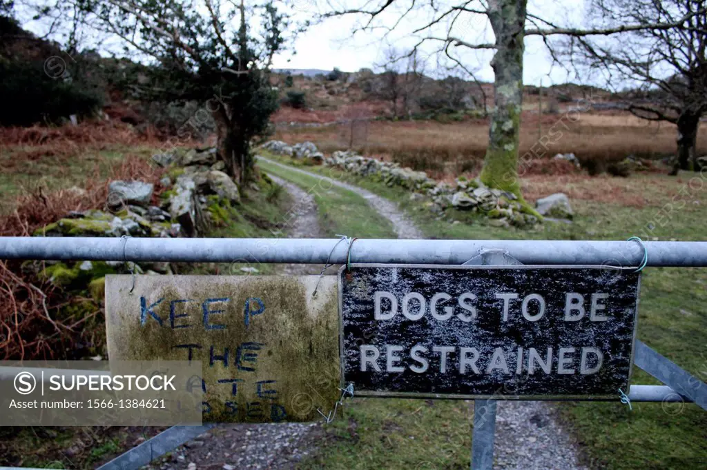 sign on farm track and public footpath in wales great britain uk