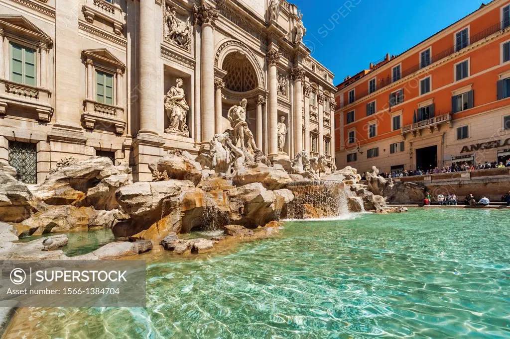 The Trevi Fountain, Fontana di Trevi, is 26 meters high and 50 meters wide. It is the largest fountain in Rome. It was built at the end of Palazzo Pol...