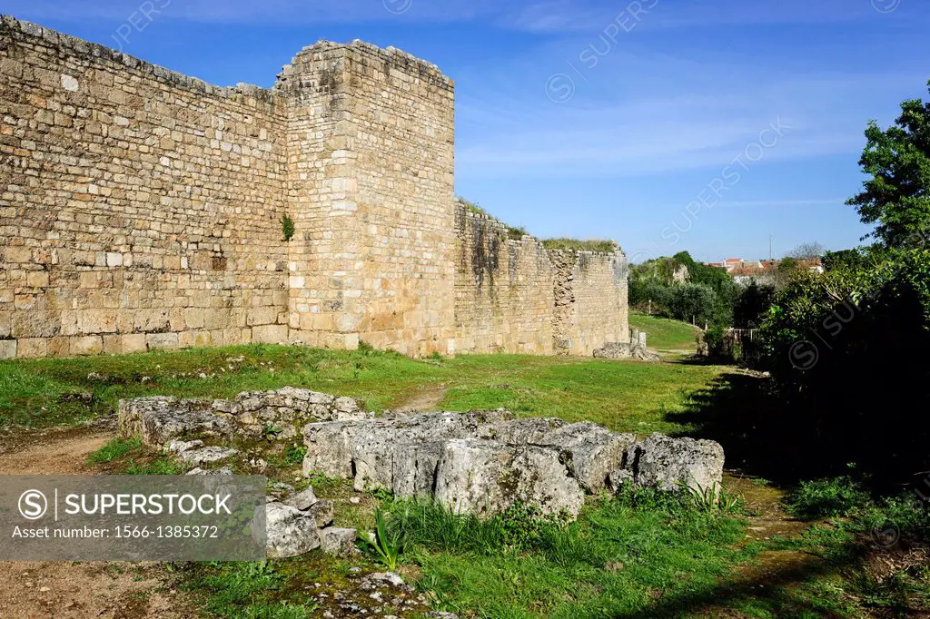 Roman City wall, Conimbriga city, Conventus Scallabitanus, Roman province of Lusitania, near Condeixa-a-Nova, district of Coimbra, Portugal, Europe.