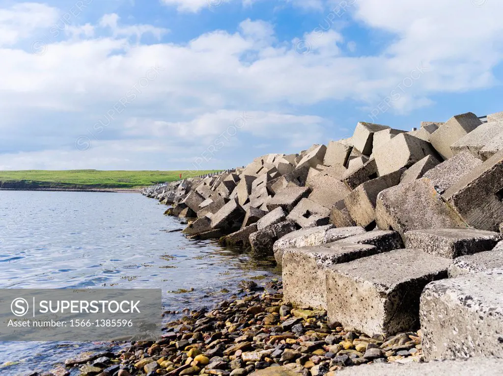Churchill Barriers, Orkney Islands, dating back to WW2. At this place U47 invaded Scapa Flow.Europe, Great Britain, Scotland, Northern Isles, Orkney, ...