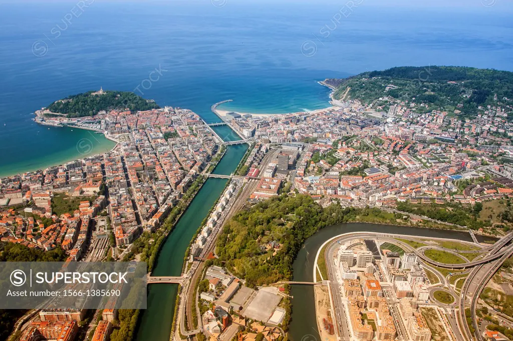 Aerial view of Concha Bay, Donostia - San Sebastian, Basque Country.