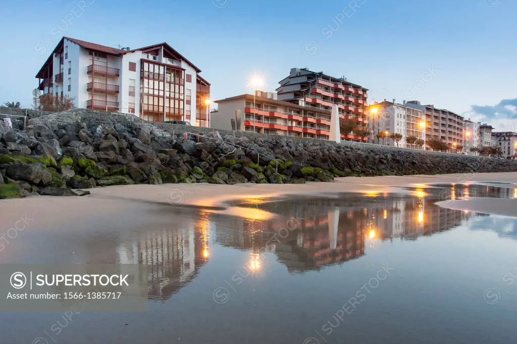 Houses on seafront, Hendaye, Basque Country.