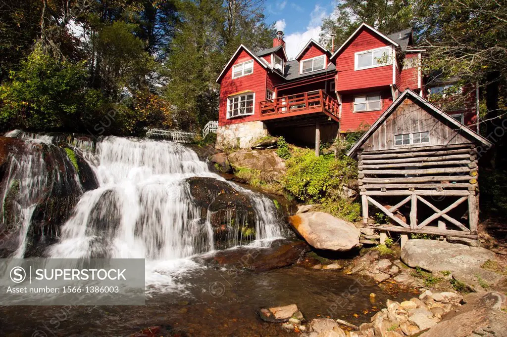 Mill Shoals Waterfall at Living Waters - Balsam Grove, North Carolina USA.
