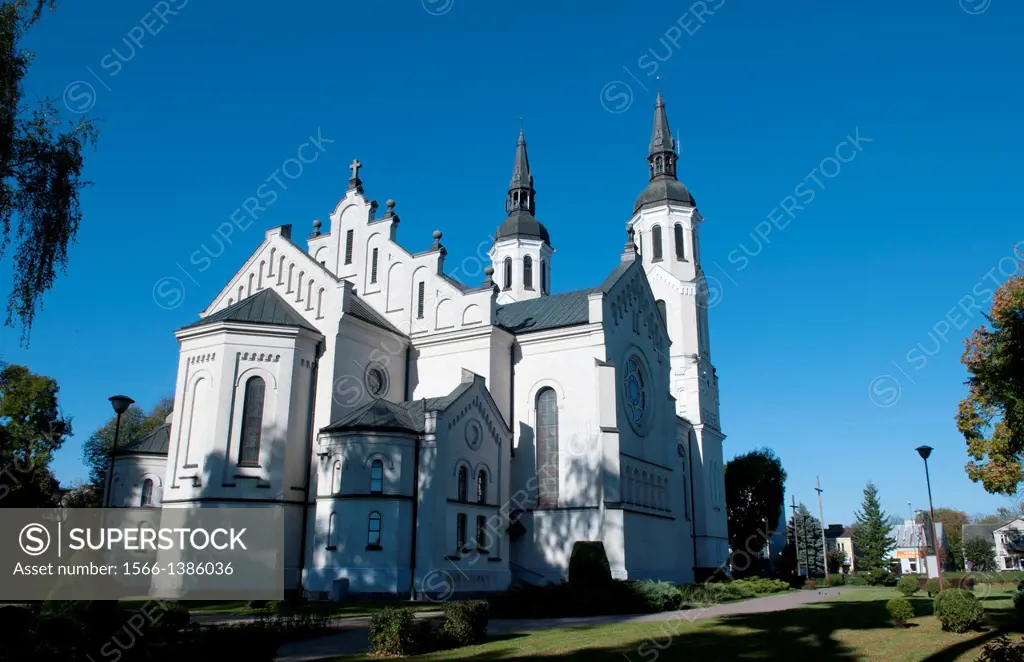 Poland, Augustow, Steeples of Main Catholic Cathedral