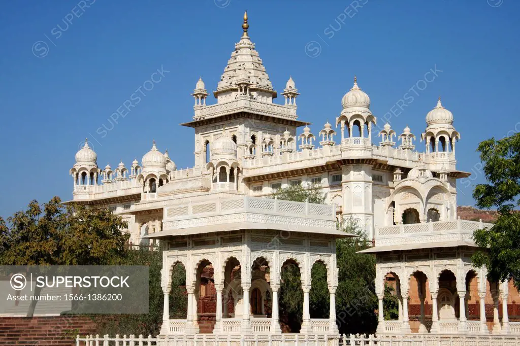 Jaswant Thada at Mehrangarh Fort, Jodhpur, Rajasthan, India. A white marble memorial built by Sardar Singh in 1899 in memory of Maharaja Jaswant Singh...