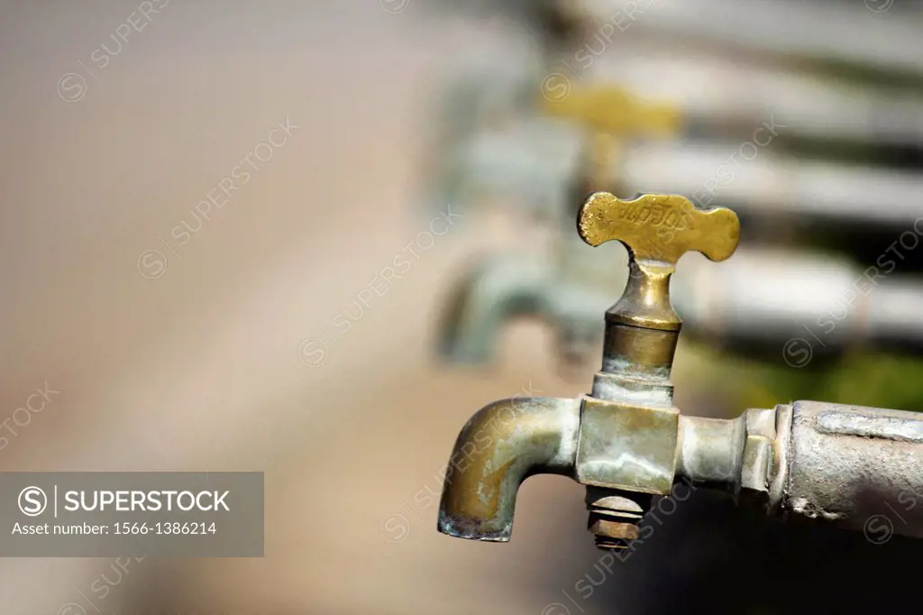 Photo Of The Copper Water Taps In Ozar, Maharashtra, India.